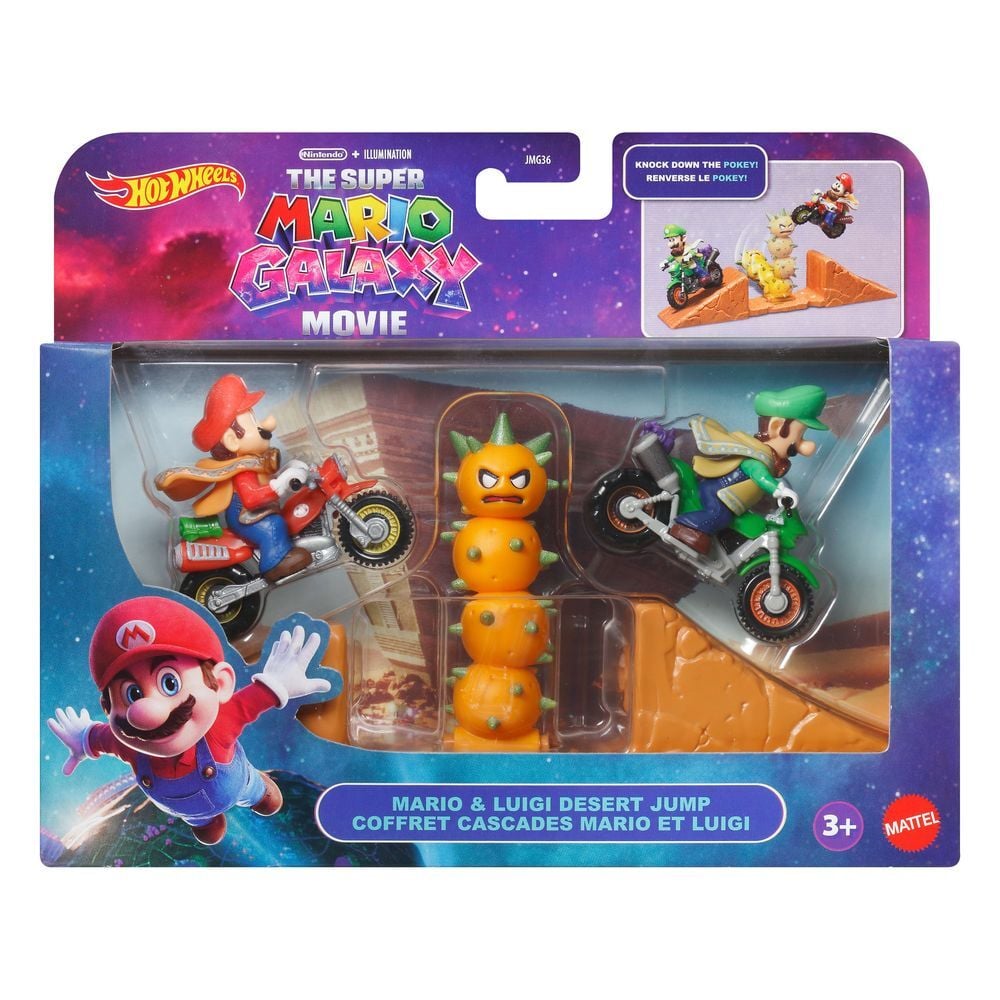 Blister figuras Mario & Luigi Salto en el Desierto Super Mario Galaxy Hot Wheels