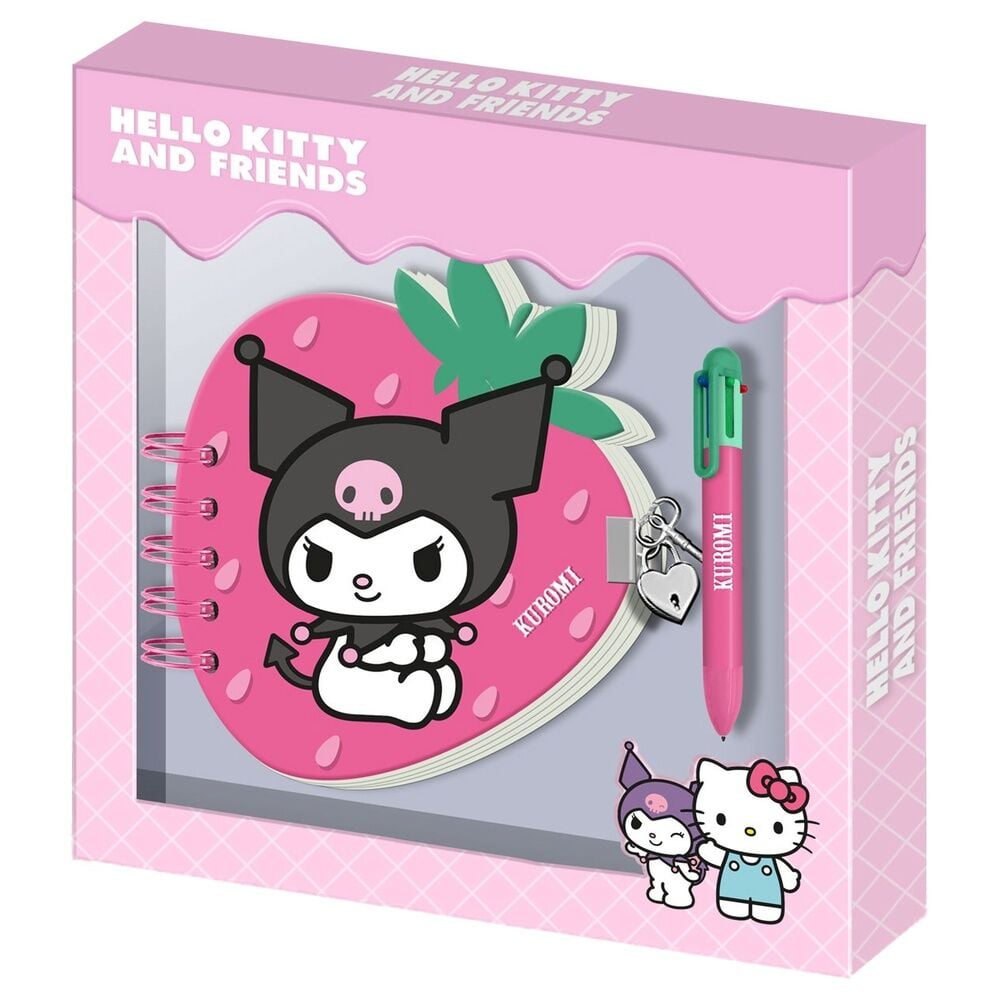 Diario + Boligrafo Fresa Kuromi Hello Kitty