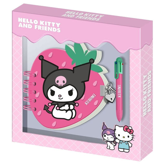 Diario + Boligrafo Fresa Kuromi Hello Kitty
