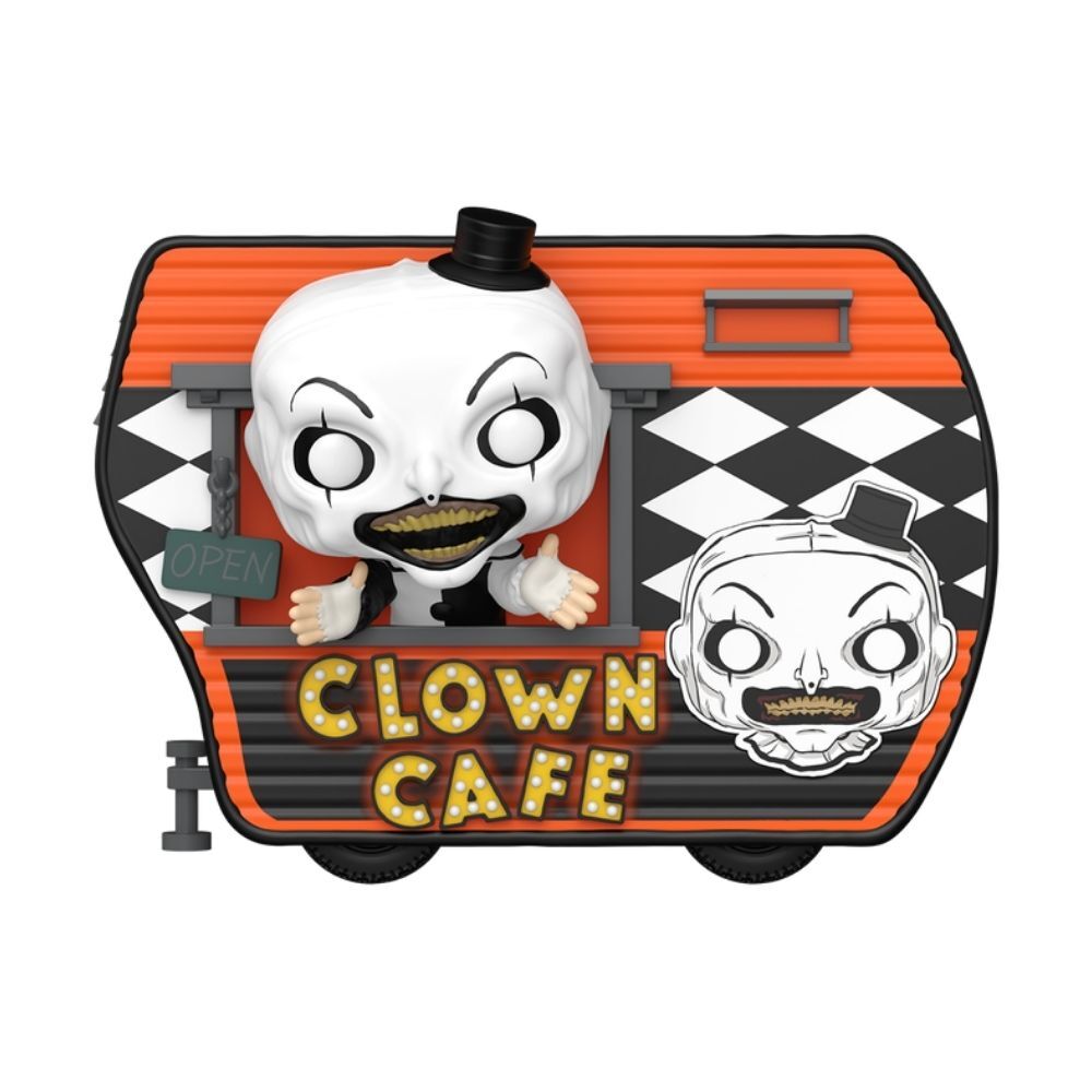 Figura POP Rides Super Deluxe Terrifier 2 Art with Clown Cafe