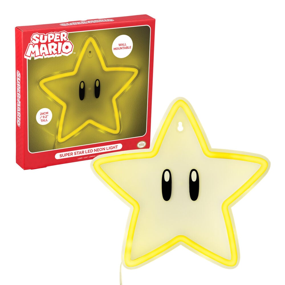 Lampara neon pared Super Estrella Super Mario Bros