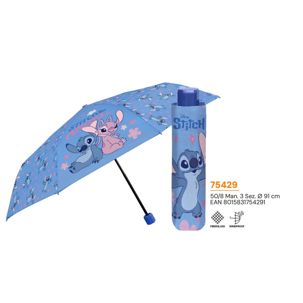 Paraguas plegable manual Stitch Disney 50cm